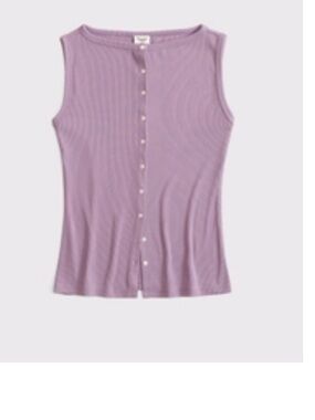 Abercrombie & Fitch Lilac Ribbed Button-Front Tank Top